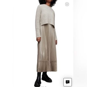 ALLSAINTS
Silvi Pleated Metallic Sweater Dress - Grey - M